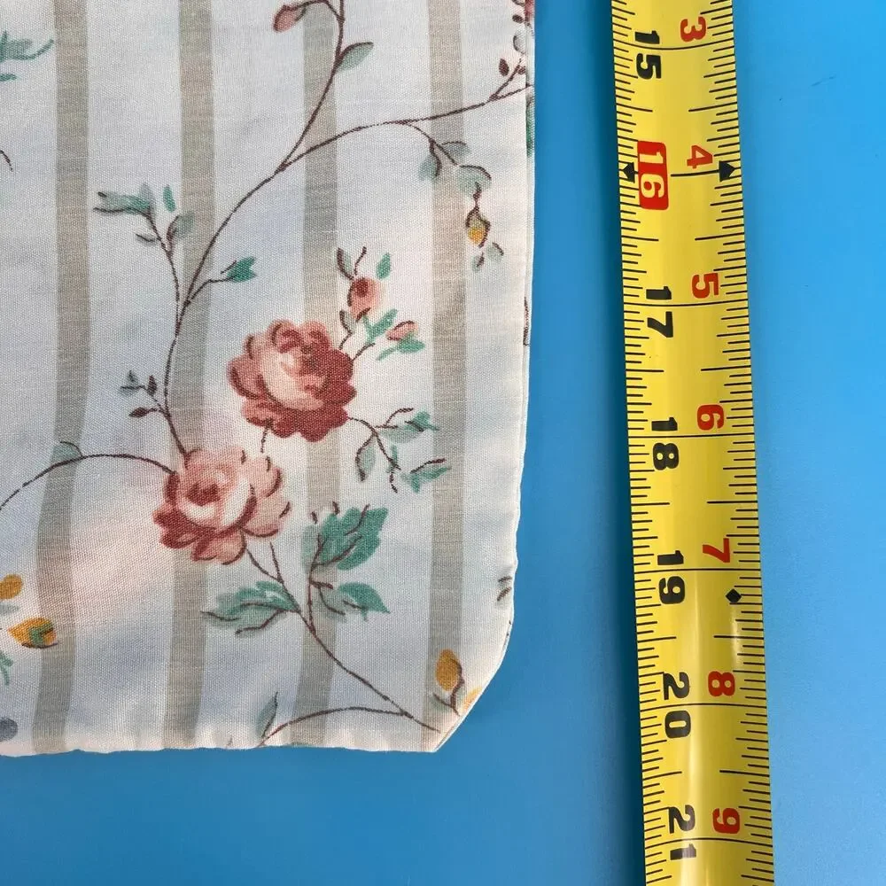 Vintage Cottagecore Floral Stripe Pillowcase 1980s 80s Shabby Chic Farmhouse